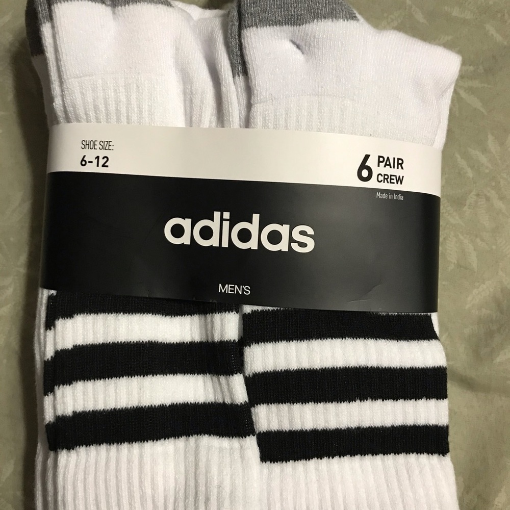 Adidas Men’s Crew Socks 6 Pairs 6-12 White